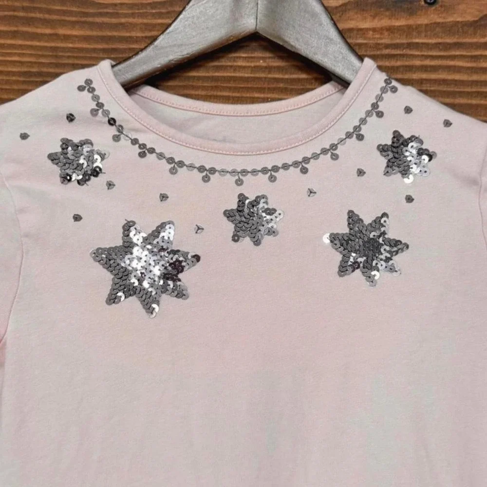 Leigh Tucker Willow Girls Pink Sequin Star Tutu Dress Long Sleeve Size 8-9 Years